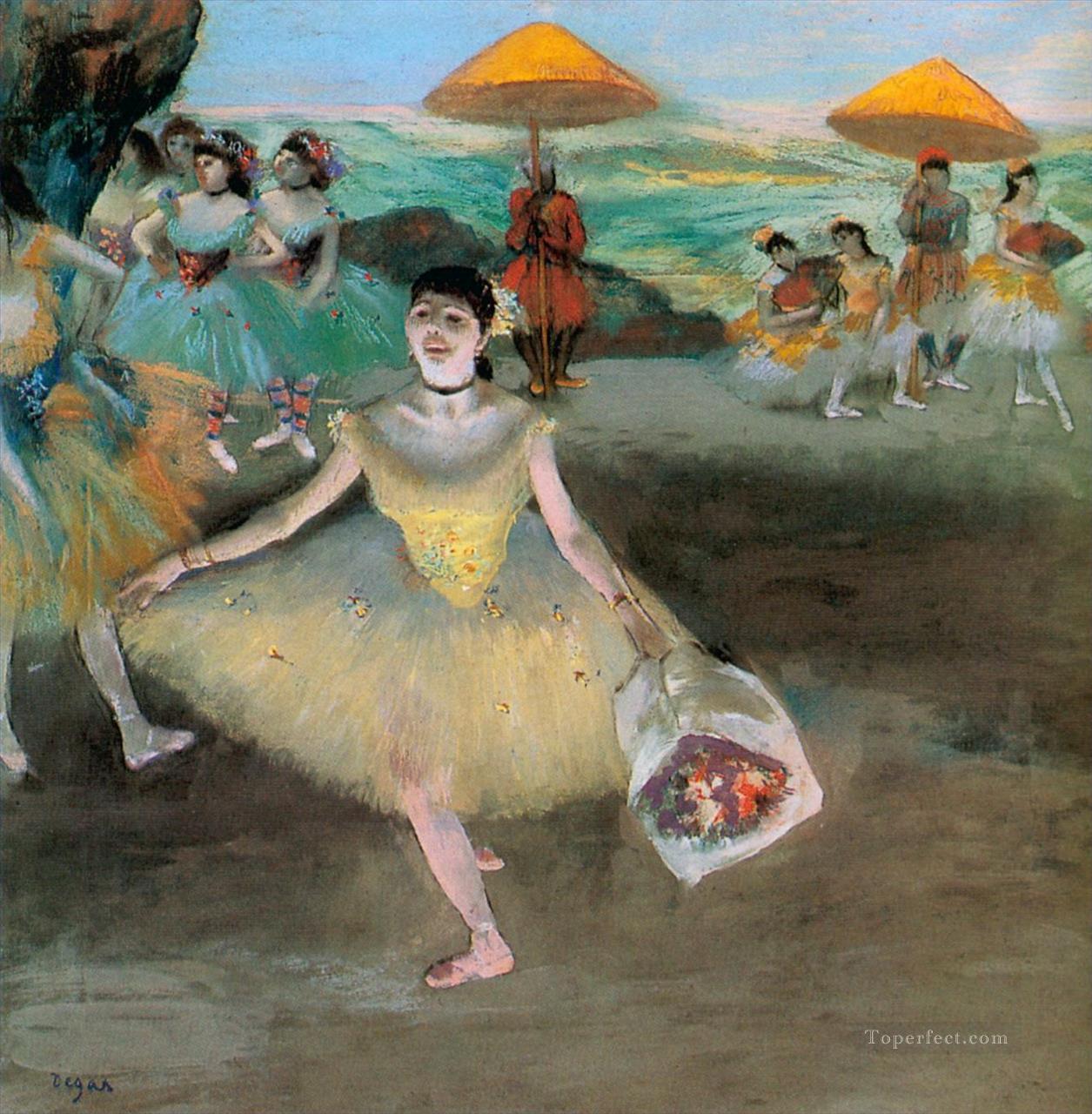 dancer with a bouquet bowing 1877 Edgar Degas Oil Paintings